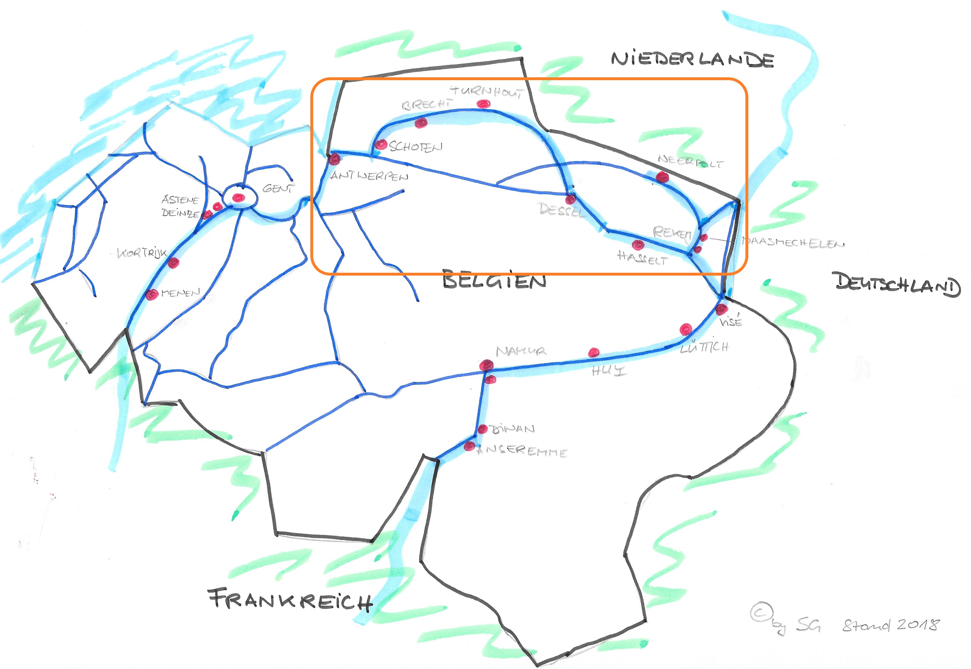 Karte Häfen Belgien 2018 Nord