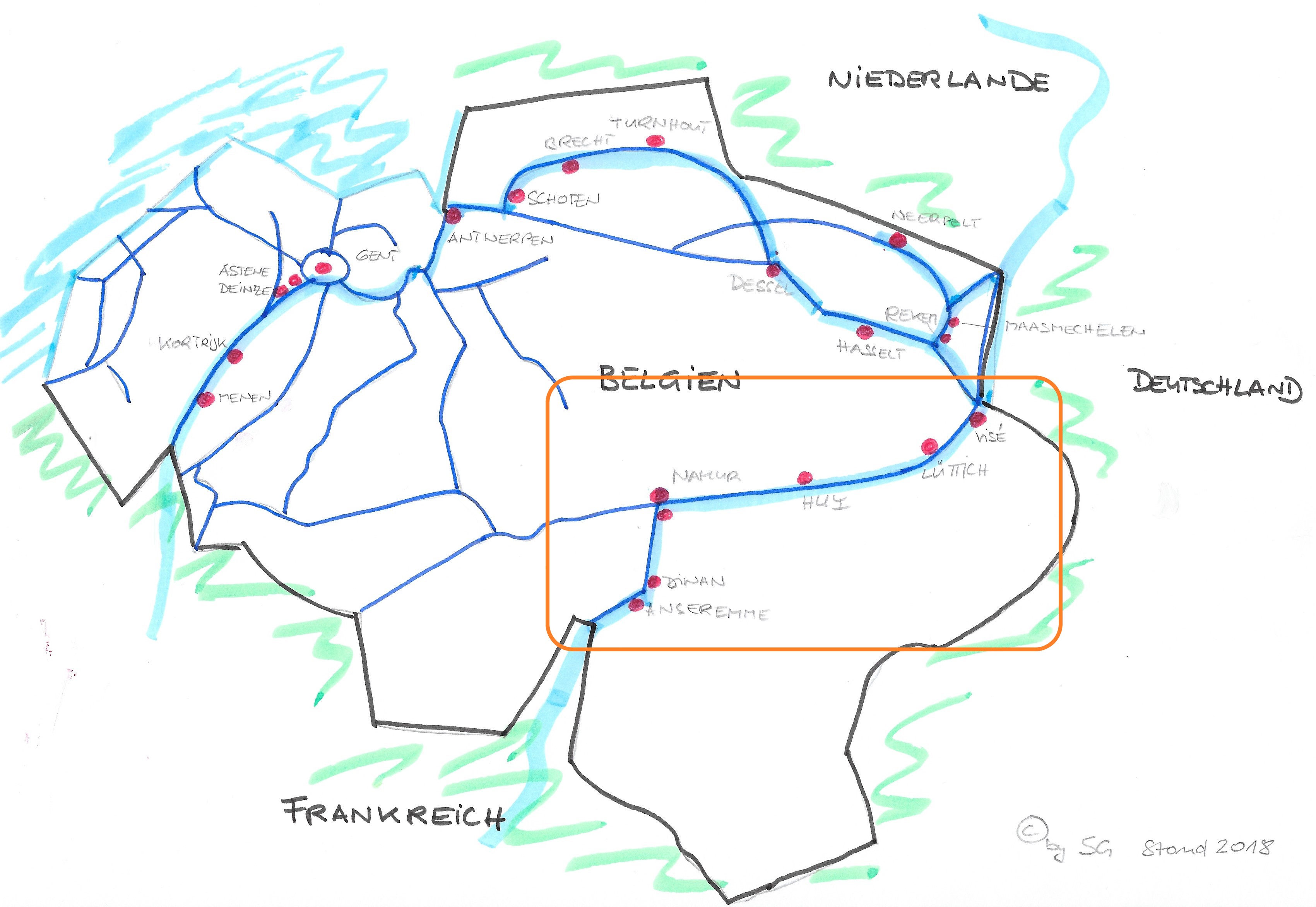 Karte Häfen Belgien 2018 Osten